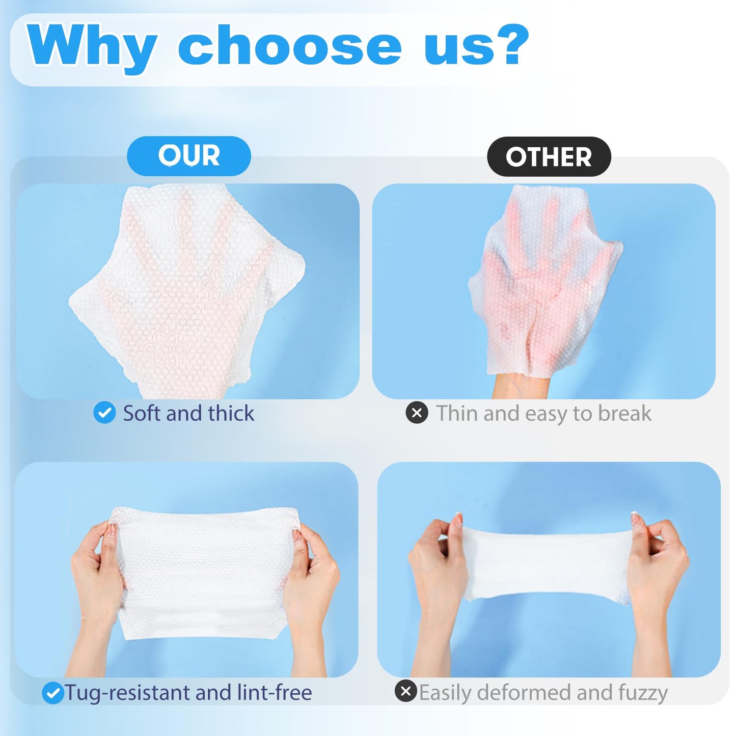 Beauntangly Disposable Face Clean Towels XL, Face Cloths for Skin Care, Thick Lint- free Ultra Soft Dry Wipes for Makeup Removing, Cleaning, Traveling, 10-Inch X 12-Inch, 50 Count 1 Pack