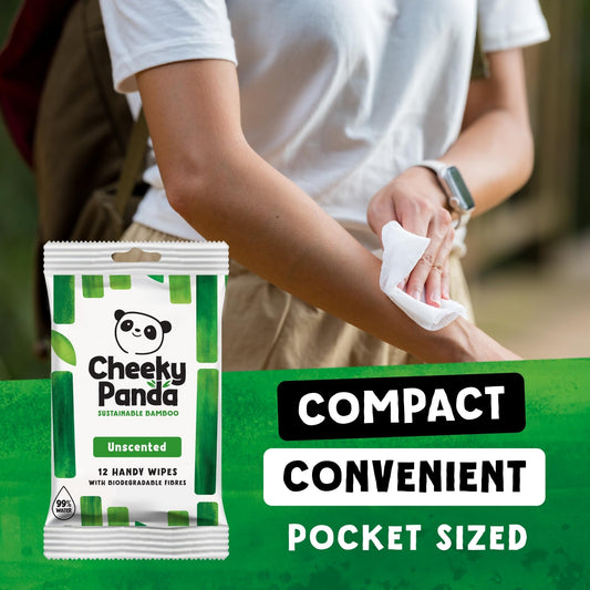 The Cheeky Panda Bamboo Hand Wipes | 12 Travel Wipes | 100% Plastic Free and Biodegradable Wet Wipes