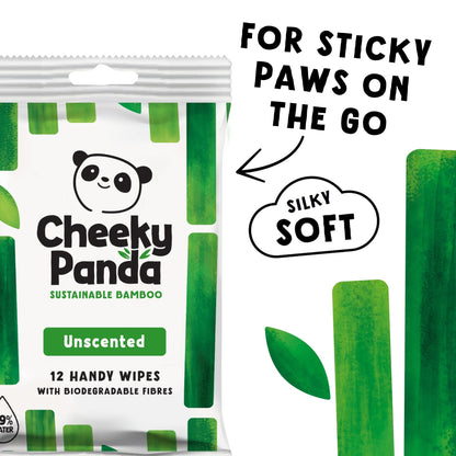 The Cheeky Panda Bamboo Hand Wipes | 12 Travel Wipes | 100% Plastic Free and Biodegradable Wet Wipes