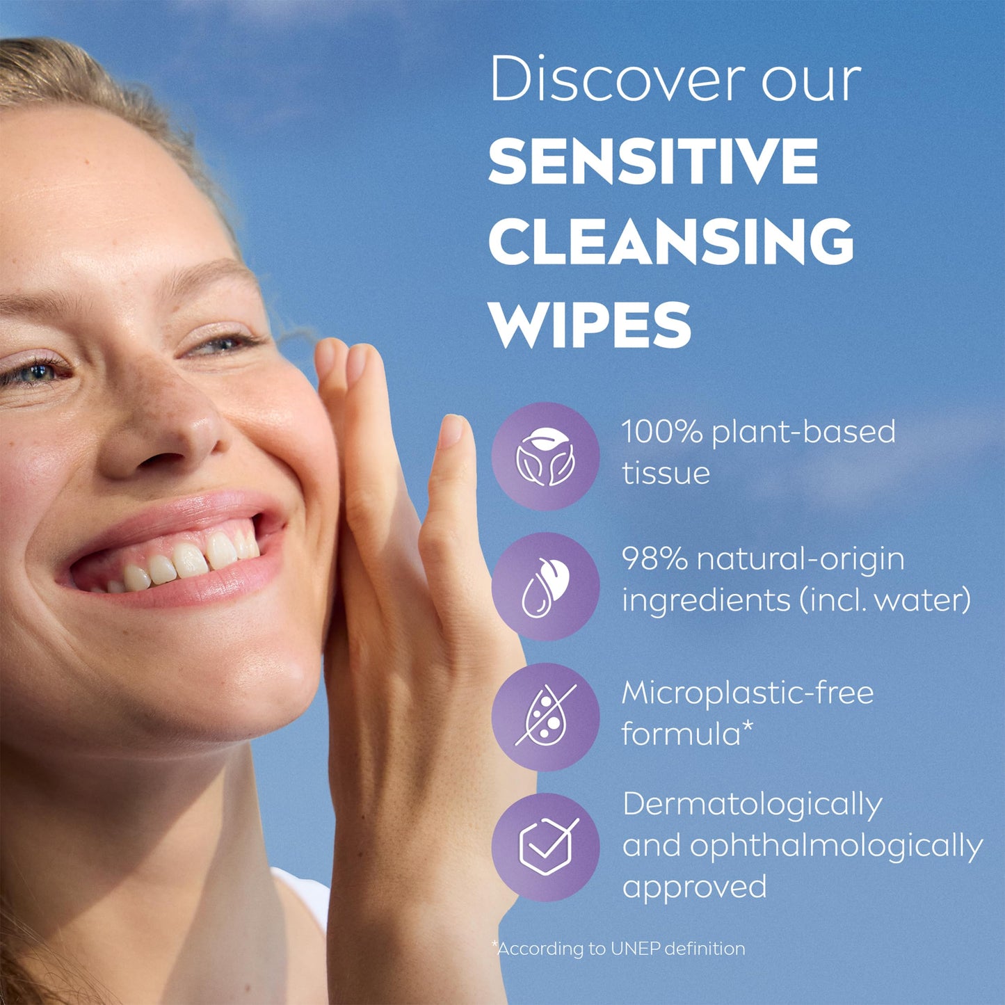 NIVEA 3-in-1 Sensitive Cleansing Wipes (25 Sheets), Plant-Based Makeup Remover, Face Wipes for Sensitive Skin, Gentle Yet Effective Makeup Removal (Pack of 6)