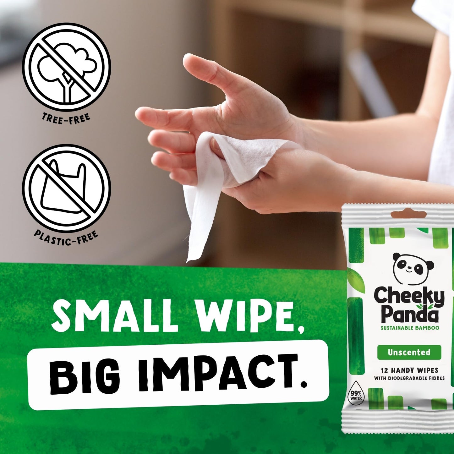 The Cheeky Panda Bamboo Hand Wipes | 12 Travel Wipes | 100% Plastic Free and Biodegradable Wet Wipes