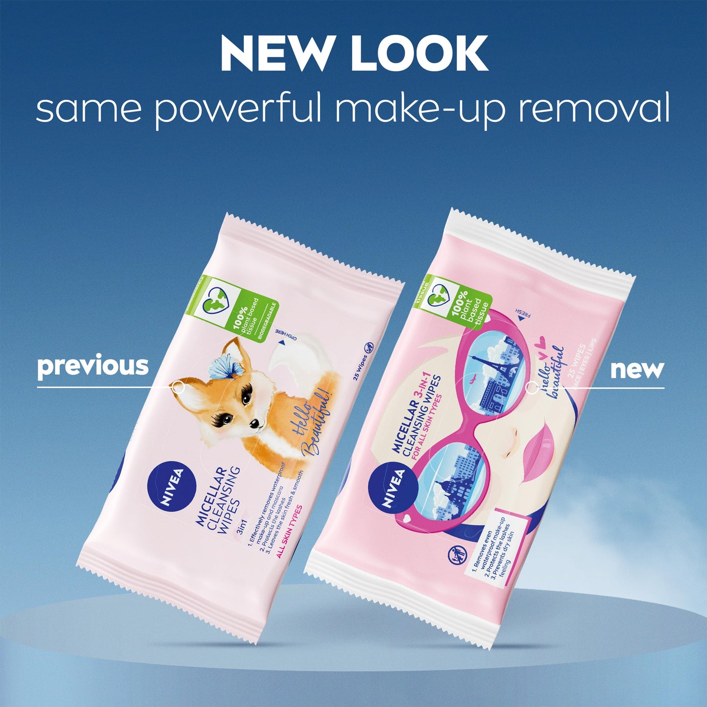 NIVEA Limited Edition Micellar Cleansing Wipes (25pcs), Biodegradable with Micellar Technology, Facial Wipes Effectively Removes Waterproof Make-Up and Mascara (Packaging maybe in different color)