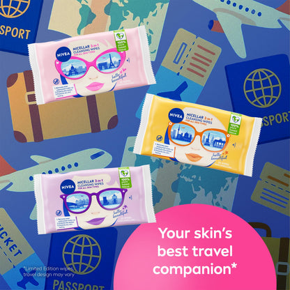 NIVEA Limited Edition Micellar Cleansing Wipes (25pcs), Biodegradable with Micellar Technology, Facial Wipes Effectively Removes Waterproof Make-Up and Mascara (Packaging maybe in different color)
